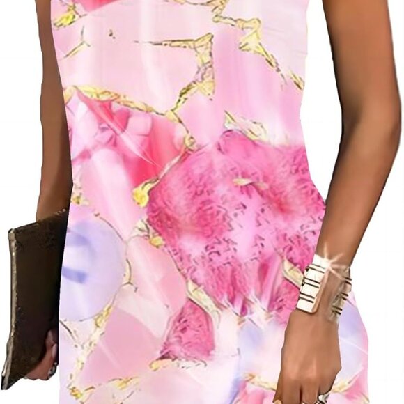 Halter Dress Women Summer Floral Print A-Line Hollow Out Breezy Casual - Picture 1 of 5